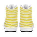 Yellow Striped Pattern Print High Top Leather Sneakers