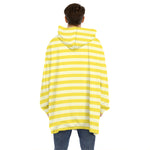 Yellow Striped Pattern Print Hoodie Blanket