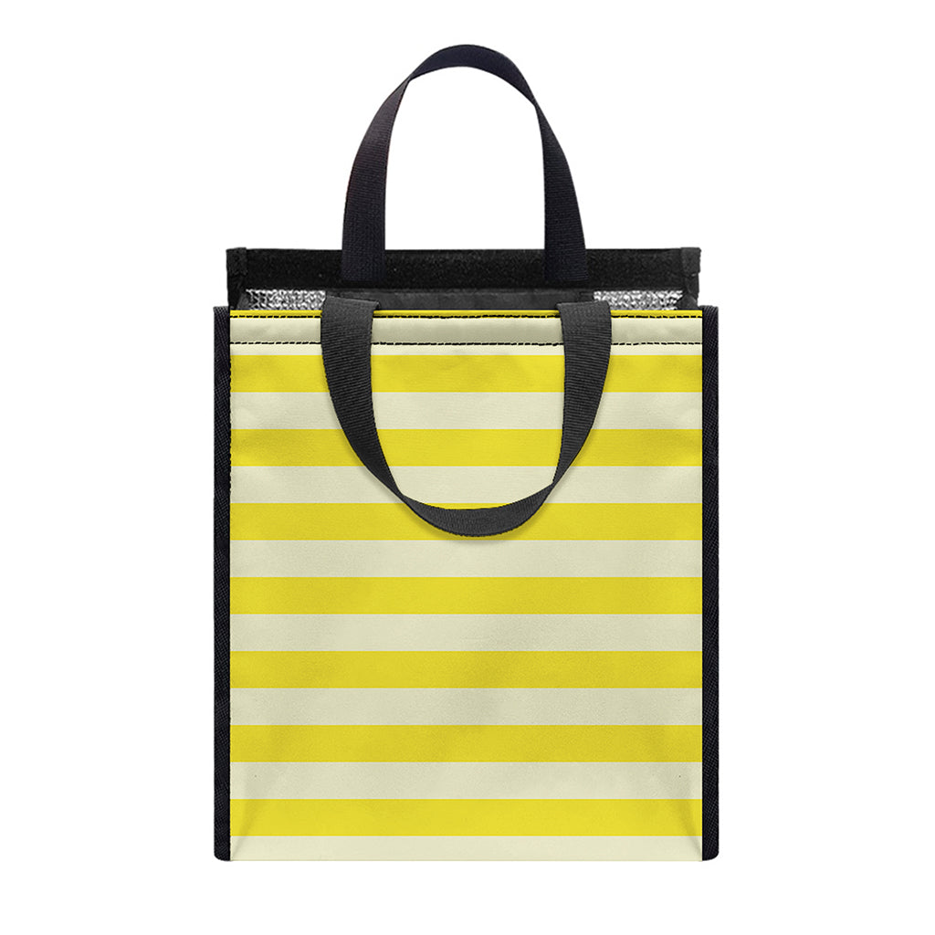 Yellow Striped Pattern Print Insulated Lunch Tote