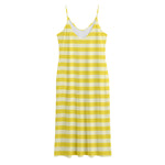 Yellow Striped Pattern Print Jersey Midi Cami Dress
