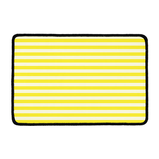Yellow Striped Pattern Print Kitchen Mat