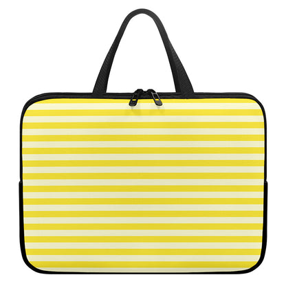 Yellow Striped Pattern Print Laptop Sleeve With Handle