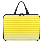 Yellow Striped Pattern Print Laptop Sleeve With Handle