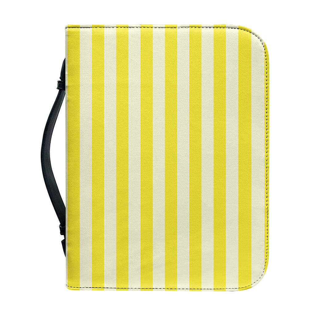 Yellow Striped Pattern Print Leather Bible Cover