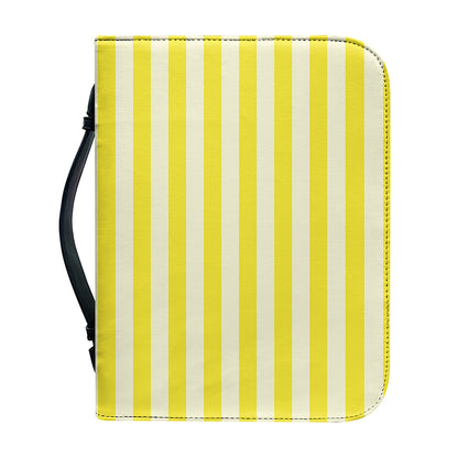 Yellow Striped Pattern Print Leather Bible Cover