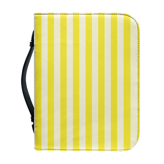 Yellow Striped Pattern Print Leather Bible Cover