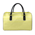 Yellow Striped Pattern Print Leather Duffel Bag