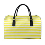 Yellow Striped Pattern Print Leather Duffle Bag