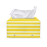 Yellow Striped Pattern Print Leather Tissue Box Cover