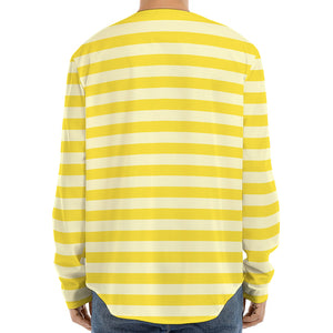 Yellow Striped Pattern Print Long Sleeve Baseball Jersey