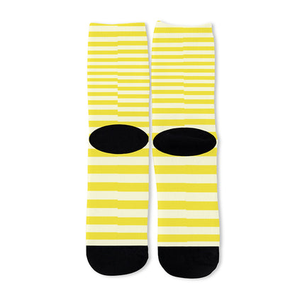 Yellow Striped Pattern Print Long Socks