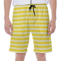 Yellow Striped Pattern Print Men's Beach Shorts