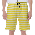 Yellow Striped Pattern Print Men's Beach Shorts