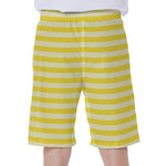 Yellow Striped Pattern Print Men's Beach Shorts