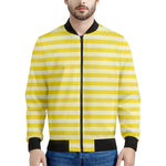 Yellow Striped Pattern Print Men's Bomber Jacket