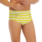 Yellow Striped Pattern Print Men's Briefs