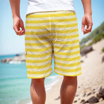 Yellow Striped Pattern Print Men's Cargo Shorts