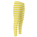 Yellow Striped Pattern Print Men's Compression Pants