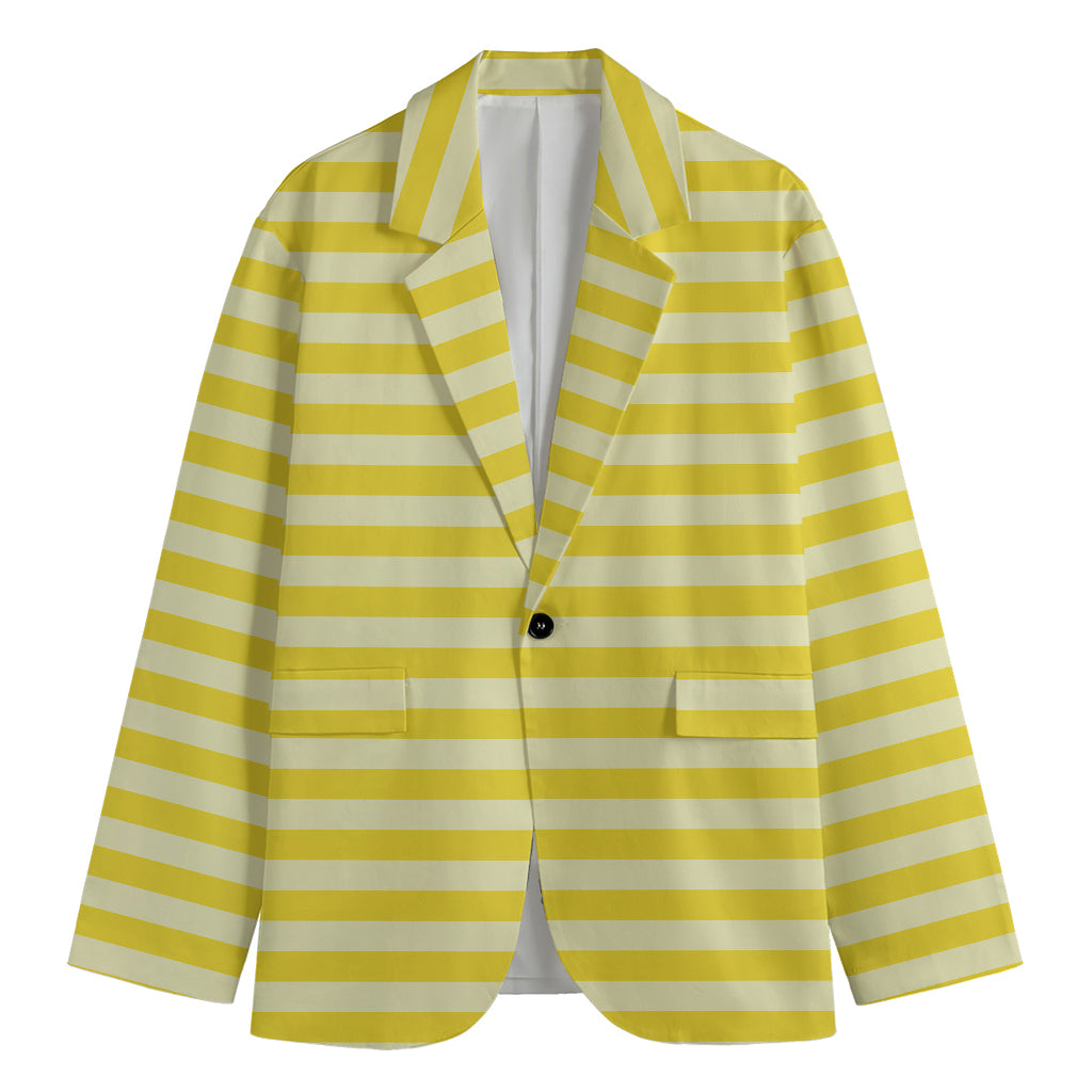 Yellow Striped Pattern Print Men's Cotton Blazer