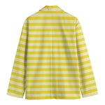 Yellow Striped Pattern Print Men's Cotton Blazer