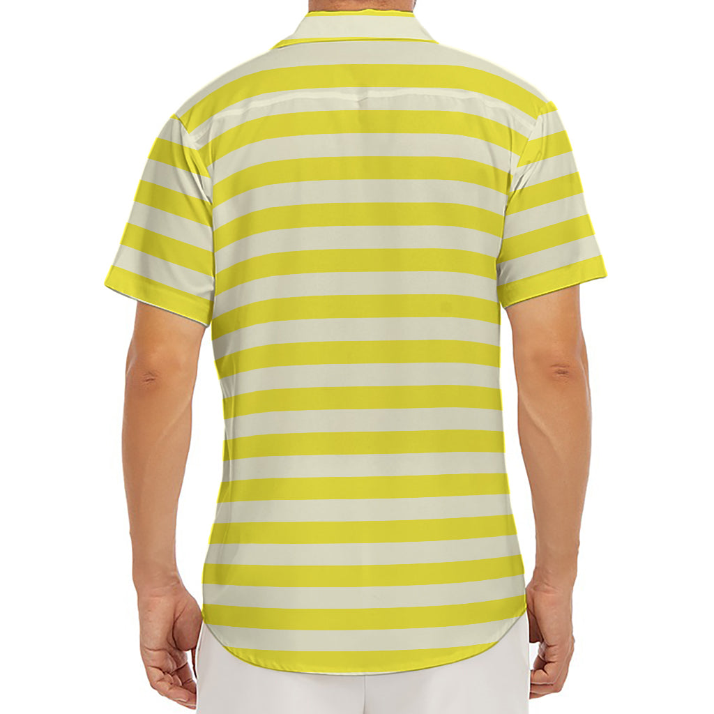 Yellow Striped Pattern Print Men's Deep V-Neck Shirt