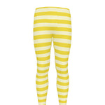 Yellow Striped Pattern Print Men's leggings