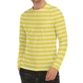Yellow Striped Pattern Print Men's Long Sleeve Rash Guard