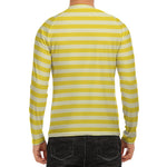 Yellow Striped Pattern Print Men's Long Sleeve Rash Guard