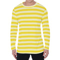 Yellow Striped Pattern Print Men's Long Sleeve T-Shirt