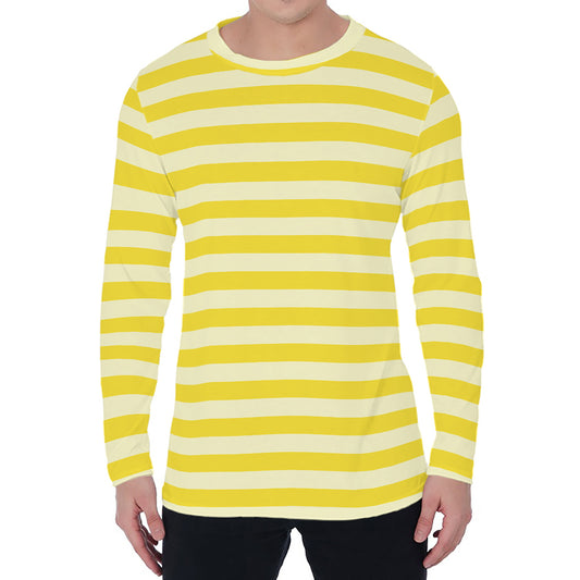 Yellow Striped Pattern Print Men's Long Sleeve T-Shirt