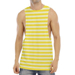 Yellow Striped Pattern Print Men's Muscle Tank Top