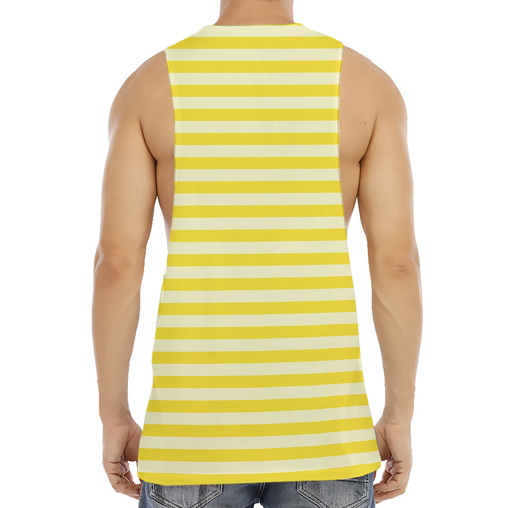 Yellow Striped Pattern Print Men's Muscle Tank Top