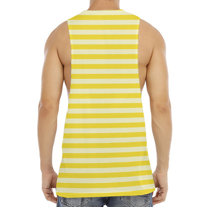 Yellow Striped Pattern Print Men's Muscle Tank Top