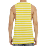 Yellow Striped Pattern Print Men's Muscle Tank Top