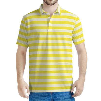 Yellow Striped Pattern Print Men's Polo Shirt