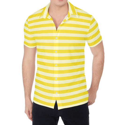 Yellow Striped Pattern Print Men's Shirt