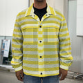 Yellow Striped Pattern Print Men's Shirt Jacket