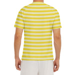 Yellow Striped Pattern Print Men's Short Sleeve Rash Guard
