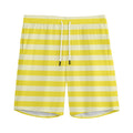 Yellow Striped Pattern Print Men's Athletic Shorts
