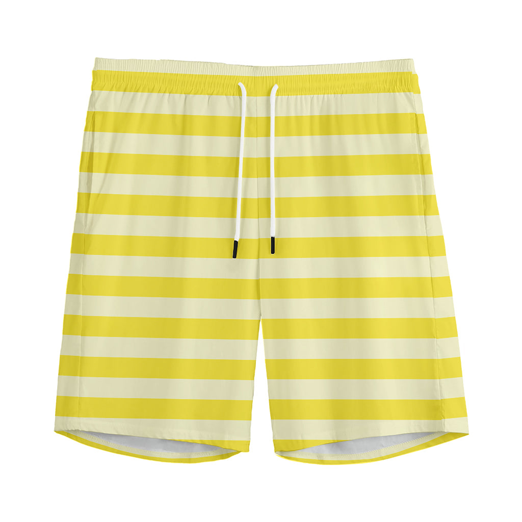 Yellow Striped Pattern Print Men's Sports Shorts
