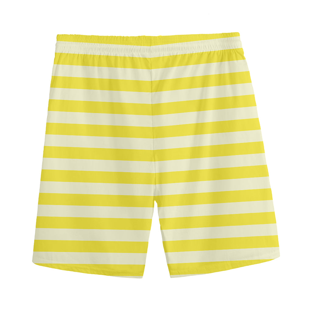 Yellow Striped Pattern Print Men's Sports Shorts