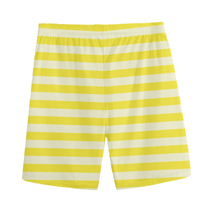 Yellow Striped Pattern Print Men's Sports Shorts