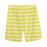 Yellow Striped Pattern Print Men's Sports Shorts