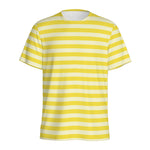 Yellow Striped Pattern Print Men's Sports T-Shirt