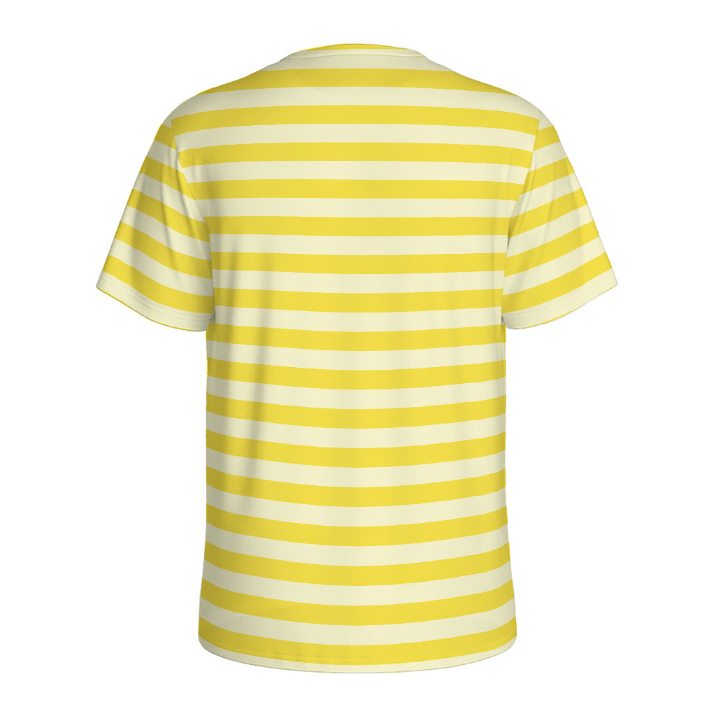 Yellow Striped Pattern Print Men's Sports T-Shirt