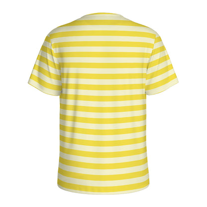 Yellow Striped Pattern Print Men's Sports T-Shirt
