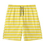 Yellow Striped Pattern Print Men's Swim Trunks
