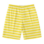 Yellow Striped Pattern Print Men's Swim Trunks