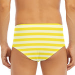 Yellow Striped Pattern Print Men's Triangle Swim Briefs