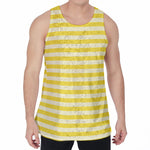Yellow Striped Pattern Print Men's Velvet Tank Top
